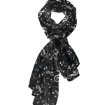 Lightweight Scarf Black w/White Notes