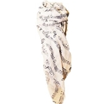 Lightweight Sheet Music Print Scarf White